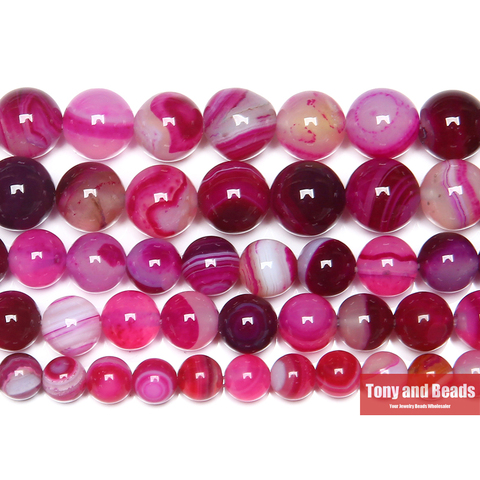 Perles rondes en pierre naturelle, Agates en dentelle Magenta, taille au choix 4 6 8 10 12MM pour la fabrication de bijoux ► Photo 1/1