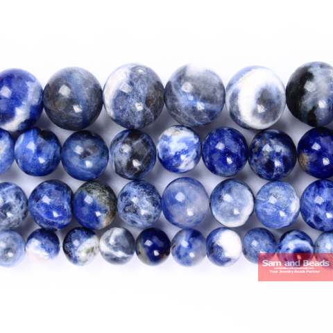 Perles rondes Sodalite en pierre naturelle, pour la fabrication de bijoux, fil 15 