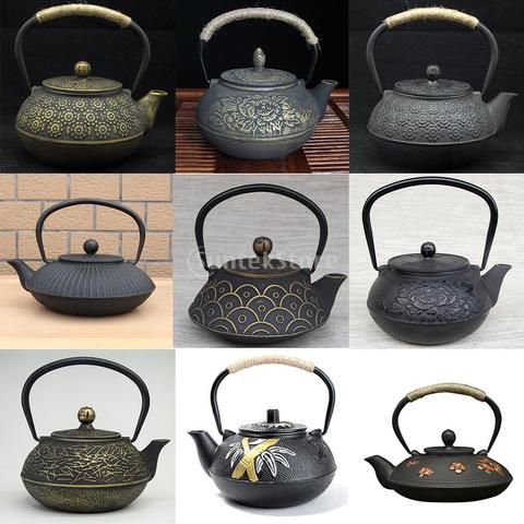 Théière de thé en fonte noire japonaise | Bouilloire, tridessous passoire cadeau 9 motifs ► Photo 1/6
