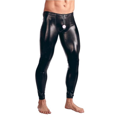 Pantalon en Faux cuir verni noir pour homme, legging moulant, extensible, Sexy, pour discothèque, scène ► Photo 1/3