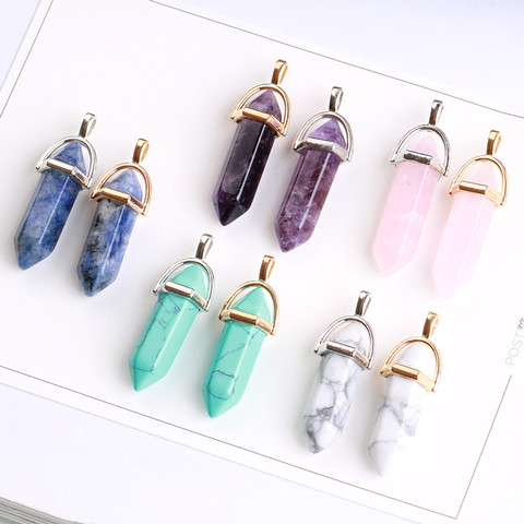 MRHUANG 10 pièces/paquet en gros populaire balle forme pierre naturelle pendentifs Quartz cristal multi couleur collier pendules breloques ► Photo 1/6