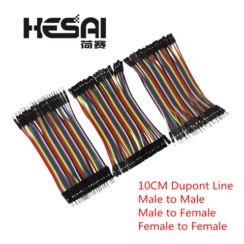 Dupont ligne 10cm mâle à mâle + femelle à mâle et femelle à femelle câble de raccordement Dupont câble pour arduino kit de bricolage ► Photo 1/6