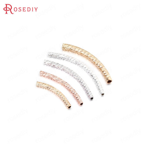 6 pièces 20MM 25MM 30MM 35MM 24K couleur or laiton Tube incurvé Bracelet faisant des bijoux à bricoler soi-même de haute qualité accessoires ► Photo 1/6