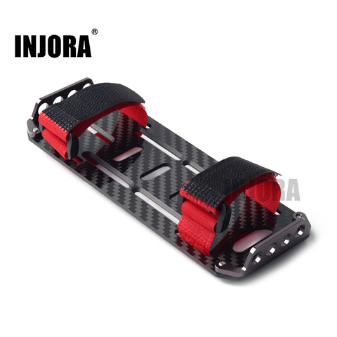 INJORA – plaque de montage de batterie, en Fiber de carbone, avec attache, pour voiture à chenilles axiale 1/10 RC SCX10 90046 ► Photo 1/6