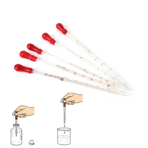 Pipette graduée en verre avec ampoule en caoutchouc pour distribution de chimie pour laboratoire, offre spéciale ml 1ml 2ml 3ml 5ml, 0.5 1 pièce ► Photo 1/4