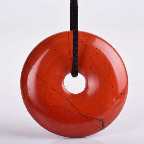 Pendentif Donut en pierre naturelle rouge jaspe Chakra, cadeaux de mariage, cristal Quartz guérison, bijoux de charme Reiki ► Photo 1/6
