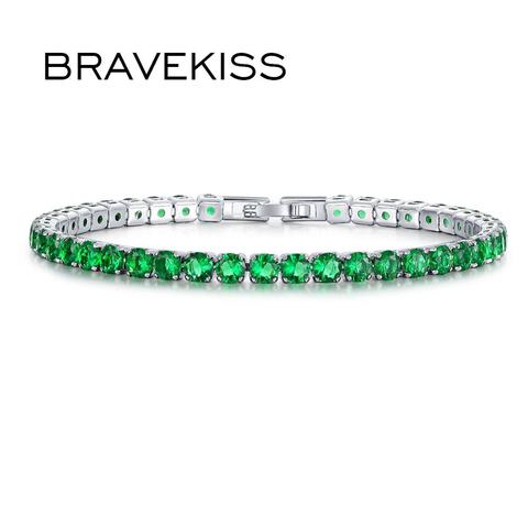BRAVEKISS 0.25ct vert cubique zircone pierre Tennis bracelets pour femme hommes mode bijoux de mariage accessoires BUB0097B ► Photo 1/5