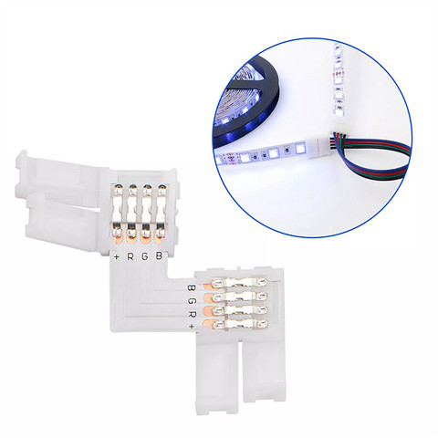 Connecteur LED 5050 à 4 ou 2 broches, forme L/T/X, pour connecter les bandes lumineuses à angle droit, 8/10mm, couleur rvb unique, 5 pièces par lot ► Photo 1/6