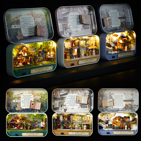 Boîte théâtre maison de poupée meubles Miniature jouet bricolage miniature maison de poupée meubles Casa jouets pour enfants cadeau d'anniversaire Q4 ► Photo 1/6
