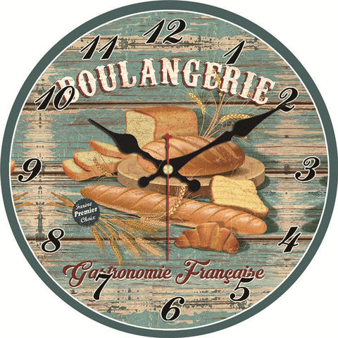 Shabby Chic, horloge murale à pain, horloge murale Vintage, décoration de maison, grande horloge murale de cuisine ► Photo 1/6