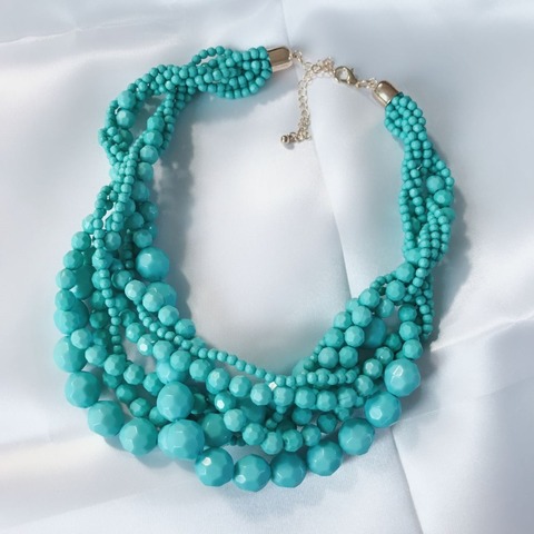 Collier ras du cou tressé acrylique, collier en perles ► Photo 1/6