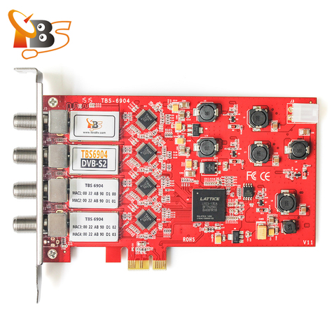 Carte PCIe pour la surveillance et l'enregistrement de Satellite numérique, carte de tuner Quad TBS6904 DVB-S S2 sur PC ► Photo 1/6