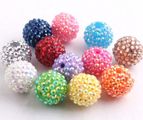 Kwoi vita Main Coloré 20mm/10mm à 26mm Chunky Résine Strass Perles Boule pour Enfants Filles Fabrication de bijoux ► Photo 1/5