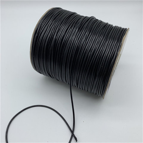 0.5mm 0.8mm 1mm 1.5mm 2mm noir ciré coton cordon ciré fil cordon chaîne sangle collier corde pour la fabrication de bijoux ► Photo 1/1