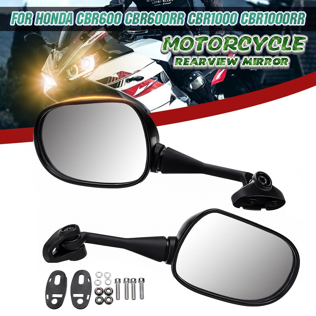 Miroir arrière droit pour Honda | Rétroviseurs arrière de moto 2X 18mm, vitres CBR600 CBR600RR CBR1000 CBR1000RR ► Photo 1/6