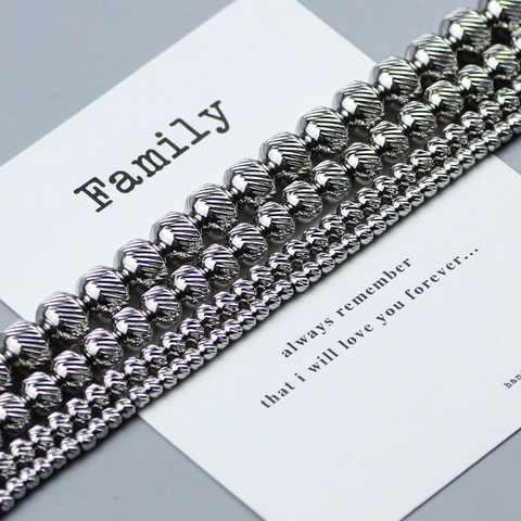 WLYeeS – perles rondes en acier inoxydable, boule d'espacement en métal pour Bracelet/collier, accessoires pour la fabrication de bijoux, bricolage, 3 4 6 8mm ► Photo 1/5