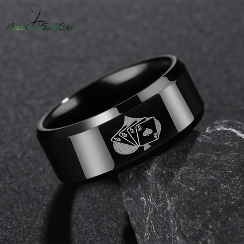 Nextvance – bague Simple en acier inoxydable pour hommes, 8mm, noir, bijoux porte-bonheur, livraison directe ► Photo 1/1