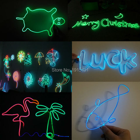 2017 Nouveau Magique Néon fil 10 Couleur Choix Clignotant Semi rigide EL fil 1-5 Mètre LED Bande Peut DIY Modèle Créativité par L'artisanat ► Photo 1/1