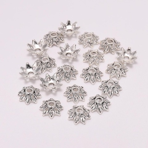 Bouchons de perles, en forme de fleur Antique tibétaine, 9mm, 8 pétales, bouchons de perles, pour la fabrication de bijoux, boucles d'oreilles, vente en gros, 100 pièces/lot ► Photo 1/4