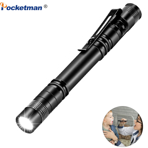 Torche à stylo LED alimentée par piles 2AAA, lampe-torche de poche Portable à Clip de poche pour un expert tel qu'un médecin ou un mécanicien ► Photo 1/6