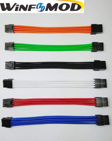 WinfMOD PCI-E 8PIN femelle à mâle 6 + 2Pin 18AWG PSU rallonge cordon d'alimentation/câble avec gaine rouge/bleu/noir/blanc/vert/Orange ► Photo 1/6