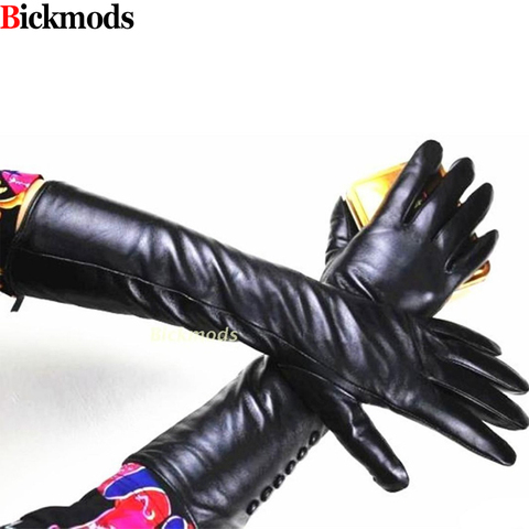 Eldiven Guantes-gants en cuir pour femmes, 38cm de Long, Style boutons, doublure droite en velours de mouton, chaud, automne et hiver, nouvelle collection 2022 ► Photo 1/6