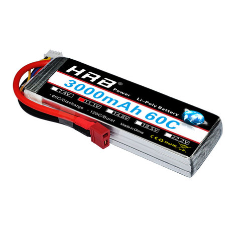 HRB 3s Lipo batterie 11.1V 3000mAh 60C Max 120C avec XT60-T Deans prise pour Traxxas 1/8 1/10 Slash Slash 4x4 Emaxx voiture hélicoptère ► Photo 1/5