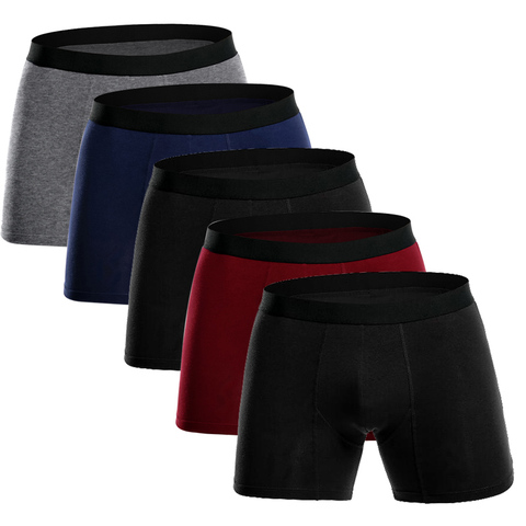 Caleçon homme 5 Pcs/lot Boxer Long homme sous-vêtements coton homme boxeur solide Flexible Shorts calzoncillos hombre boxer marca ► Photo 1/6