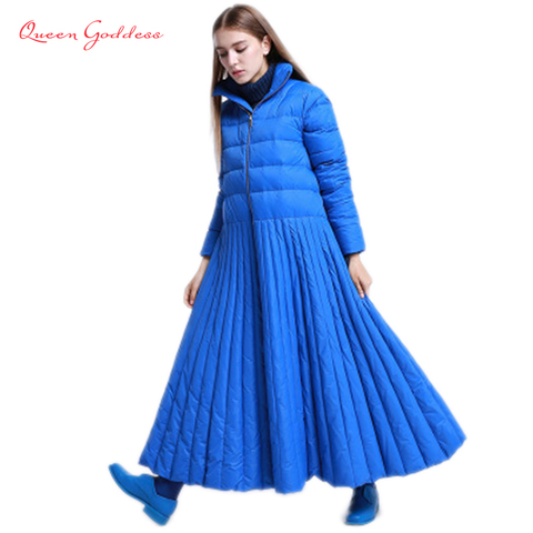 2022 automne et d'hiver Jupe style long down femmes veste Conception spéciale manteau Bleu plus la taille parkas femelle et causalité usure chaud ► Photo 1/6