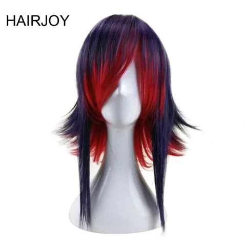 HAIRJOY cheveux synthétiques violet bleu mélangé rouge Cosplay perruque droite Ombre Costume perruques 2 couleurs disponibles ► Photo 1/6