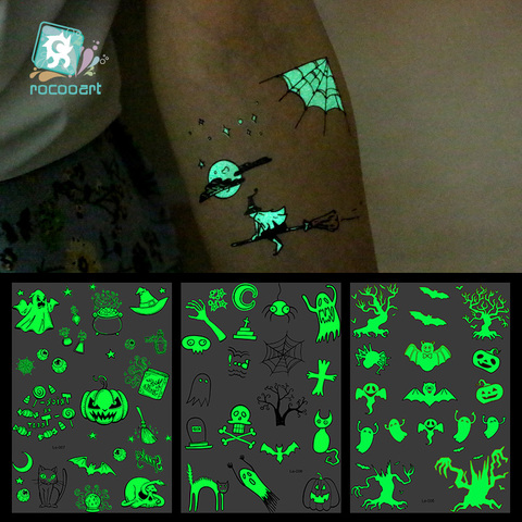 Rocooart-tatouage fantôme, faux tatouage pour enfants, autocollant temporaire résistant à l'eau, sorcière, pour Halloween ► Photo 1/6