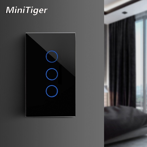 MiniTiger – interrupteur mural tactile pour maison intelligente, 1/2/3 boutons, 1 voie, verre cristal, sans Wifi, normes EU/US/UK/AU ► Photo 1/2