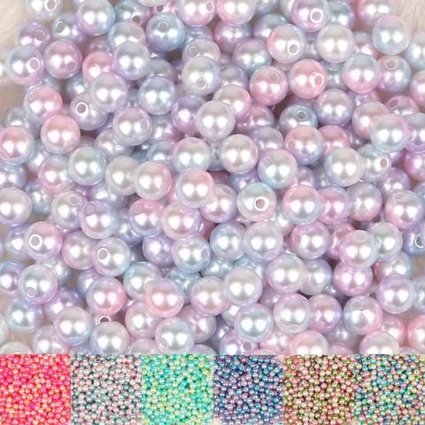 Perles d'imitation en ABS 4mm/6mm/8mm/10mm, 50 à 500 pièces, rondes en vrac, fabrication de bracelets et bijoux faits à la main ► Photo 1/6