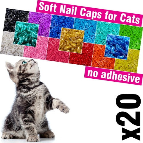 Capuchons à ongles souples, 20 pièces, pour chats/* XS, S, M, L, couverture, chat, patte, zet */ ► Photo 1/6