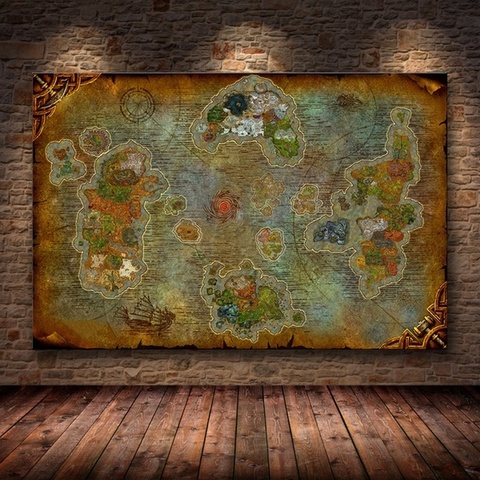 Sans cadre l'affiche décoration peinture de World of Warcraft 8.0 carte sur HD toile mur photos pour salon peinture à l'huile ► Photo 1/1