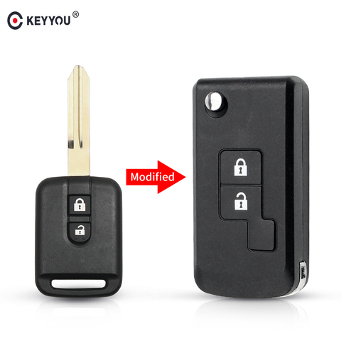 KEYYOU – coque de clé télécommande pour Nissan, compatible avec le Pathfinder Navara 350Z Elgrand, 2 boutons, nouveau Style de housse de clé de voiture ensoleillée ► Photo 1/6