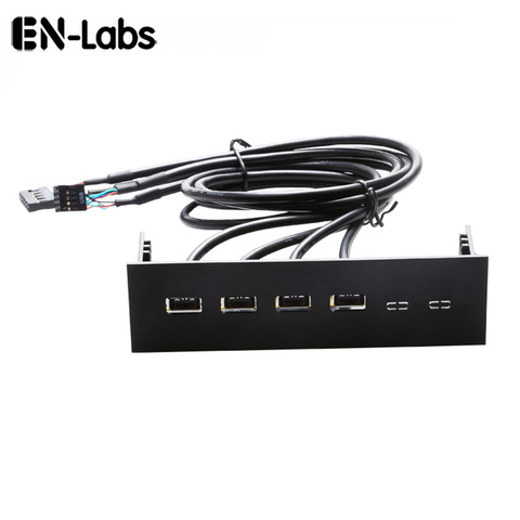 Salle de Laboratoires PC 5.25 USB 3.0 USB 2.0 panneau avant Répartiteur de Concentrateur, 2 ports USB 3 à 20pin, 2 Ports USB 2 à 9pin Adaptateur-Noir En Plastique ► Photo 1/5