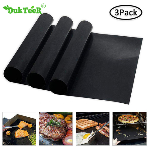 3 pièces réutilisable antiadhésif Barbecue gril tapis plaque de cuisson Portable en plein air pique-nique cuisson Barbecue four outil vente chaude ► Photo 1/6