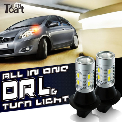 Tcart – ampoules de voiture DRL pour Nissan Murano Z51 7440, feux de jour, clignotants, Led blanc ambre, WY21W T20 2012, 2 pièces ► Photo 1/6