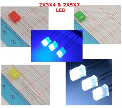 100PC carré 2x3x4 LED blanc DC 3V Rectangle éclairage à LED Diode lampe 2*3*4mm Ultra lumineux ampoule 2*5*7 rouge vert bleu jaune ► Photo 1/6