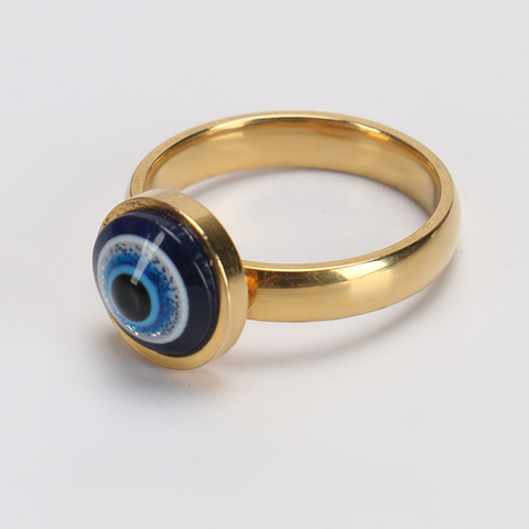 Mauvais œil Vintage en alliage de Zinc en acier turquie bleu mauvais œil anneaux pour femmes hommes bijoux de fête bague de mode ► Photo 1/3