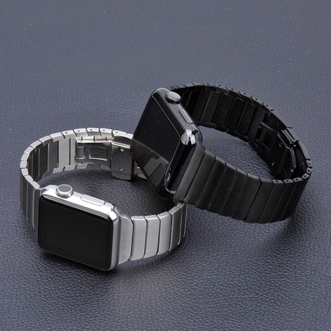 Montre bracelet de 38/40/42/44 mm, en acier inoxydable, pour iWatch Apple série 5 4 3 se 6, avec boucle papillon ► Photo 1/6