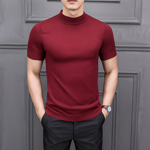 MRMT 2022 Nouveau Automne hommes Pull Couleur Pure Col haut Tricot pour Homme Demi-manches longues Pulls hauts ► Photo 1/5