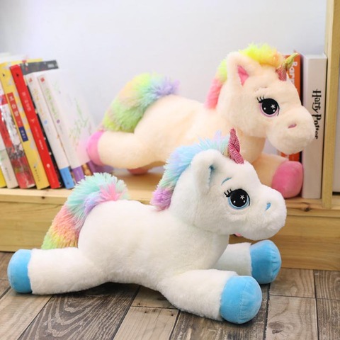 Peluche licorne arc-en-ciel pour enfants, 40cm 60cm 80cm, jouets Kawaii, dessin animé, poupée bébé, cadeau de noël et d'anniversaire ► Photo 1/6