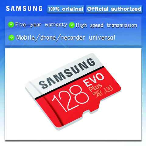 SAMSUNG Micro carte SD 128 GB carte mémoire EVO Plus 128 GB Class10 TF carte C10 microsd UHS-I U3 livraison gratuite cartao de memoria ► Photo 1/6