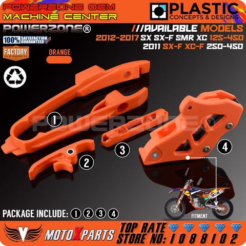 Kit de glissière à bras oscillant Orange avec Guide de chaîne CNC + pince de frein pour KTM SX F SMR XC XCF 125 150 200 250 350 450 ► Photo 1/5