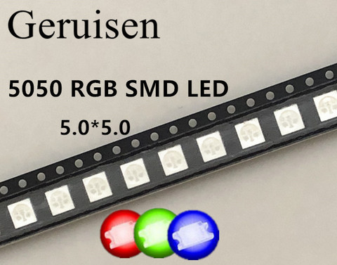 SMD 5050 Ultra lumineux, rvb 5050 rouge bleu vert SMT SMD S 50 pièces ► Photo 1/4