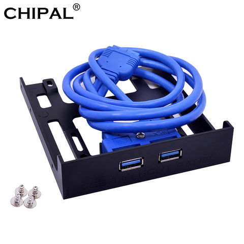 CHIPAL haute vitesse 20Pin 2 ports USB3.0 Hub USB 3.0 panneau avant adaptateur de câble support en plastique pour pc de bureau 3.5 pouces baie de disquette ► Photo 1/6