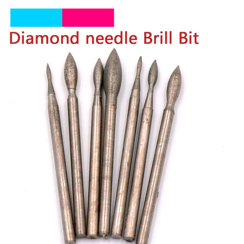 Diamant meulage tête polissage aiguille Bits bavures métal pierre Jade gravure sculpture outils pour Dremel 2.35mm tige J aiguille ► Photo 1/5