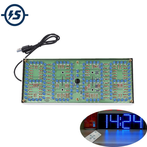 Kit de bricolage ECL-132 Kits d'affichage d'écran horloge bleue Suite électronique avec télécommande Patch 132 pièces 5mm horloge d'affichage led ► Photo 1/4